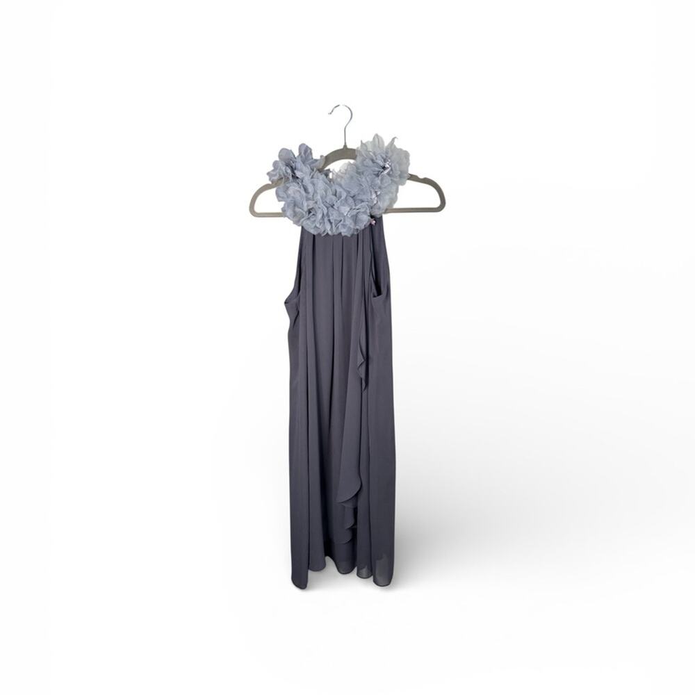 Scarlett Gray Sleeveless Drapey Tulle High Neck Dress Size 8